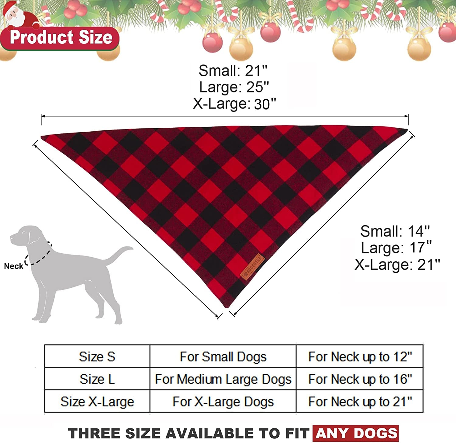 Adoggygo Christmas Dog Bandanas 2 Pack, Premium Cotton Fabric, Multiple Sizes Offered, Red Green Plaid Bandanas for Medium Large Dogs (Large, Xmas) Animals & Pet Supplies > Pet Supplies > Dog Supplies > Dog Apparel ADOGGYGO   