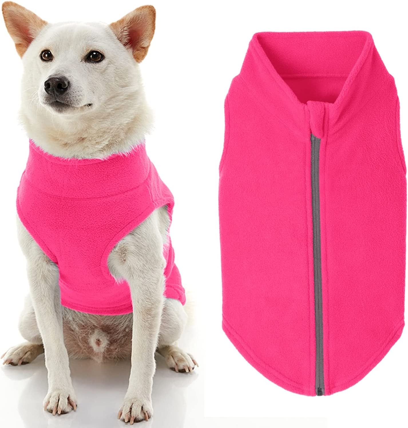 Gooby Zip up Fleece Dog Sweater - Blue, Medium - Warm Pullover Fleece Step-In Dog Jacket with Dual D Ring Leash - Winter Small Dog Sweater - Dog Clothes for Small Dogs Boy and Medium Dogs Animals & Pet Supplies > Pet Supplies > Dog Supplies > Dog Apparel Inafiction USA Pink 2X-Large chest (~25.5") 