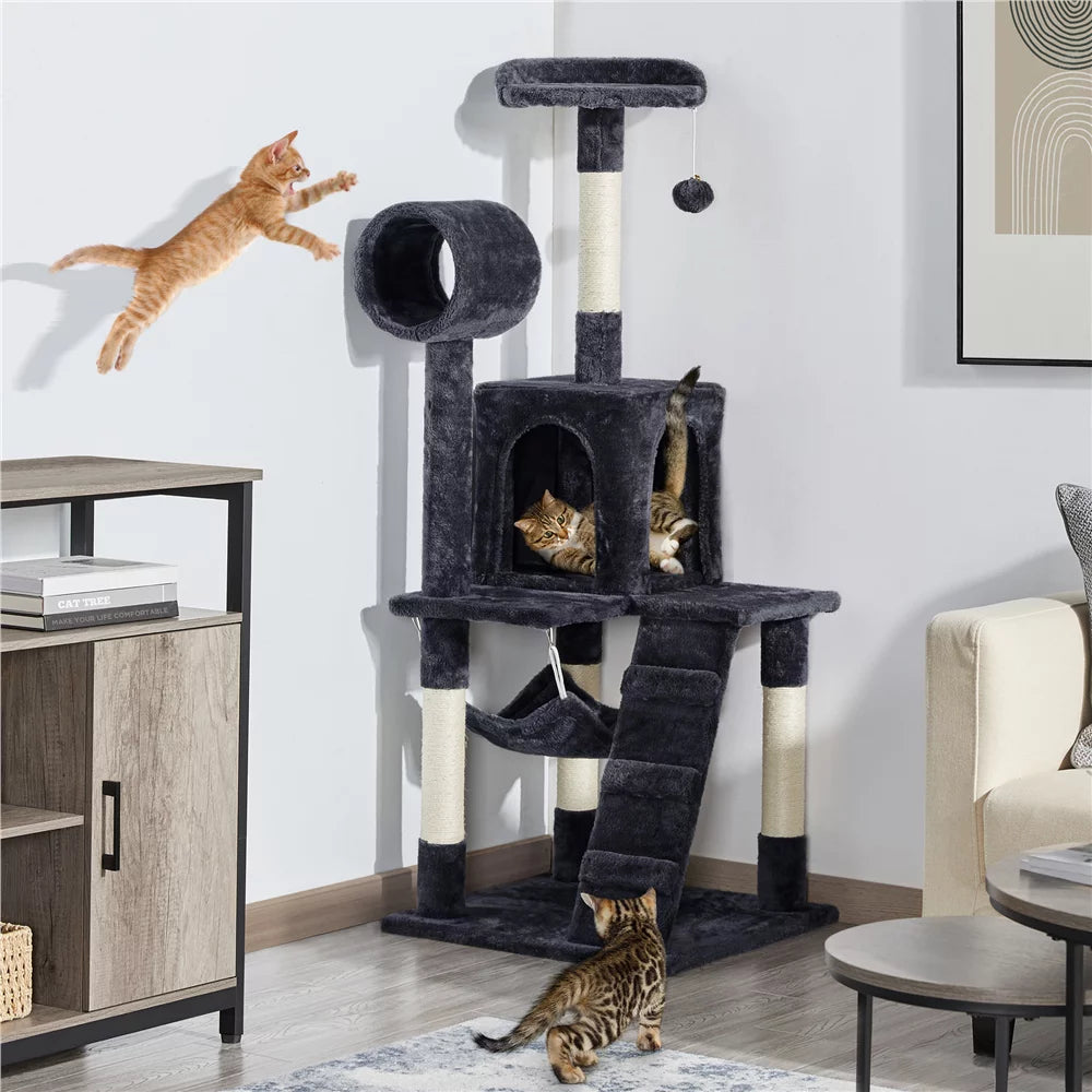 Smilemart 51" Cat Tree with Hammock and Scratching Post Tower, Black Animals & Pet Supplies > Pet Supplies > Cat Supplies > Cat Furniture SmileMart   