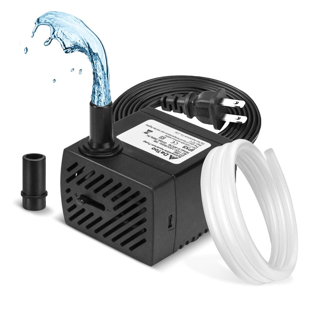 Datoo 95GPH 5W Small Submersible Water Pump Mini Fountain Pump Ultra Quiet for Aquarium Fish Tank Pond Statuary Hydroponics Animals & Pet Supplies > Pet Supplies > Fish Supplies > Aquarium & Pond Tubing DaToo   