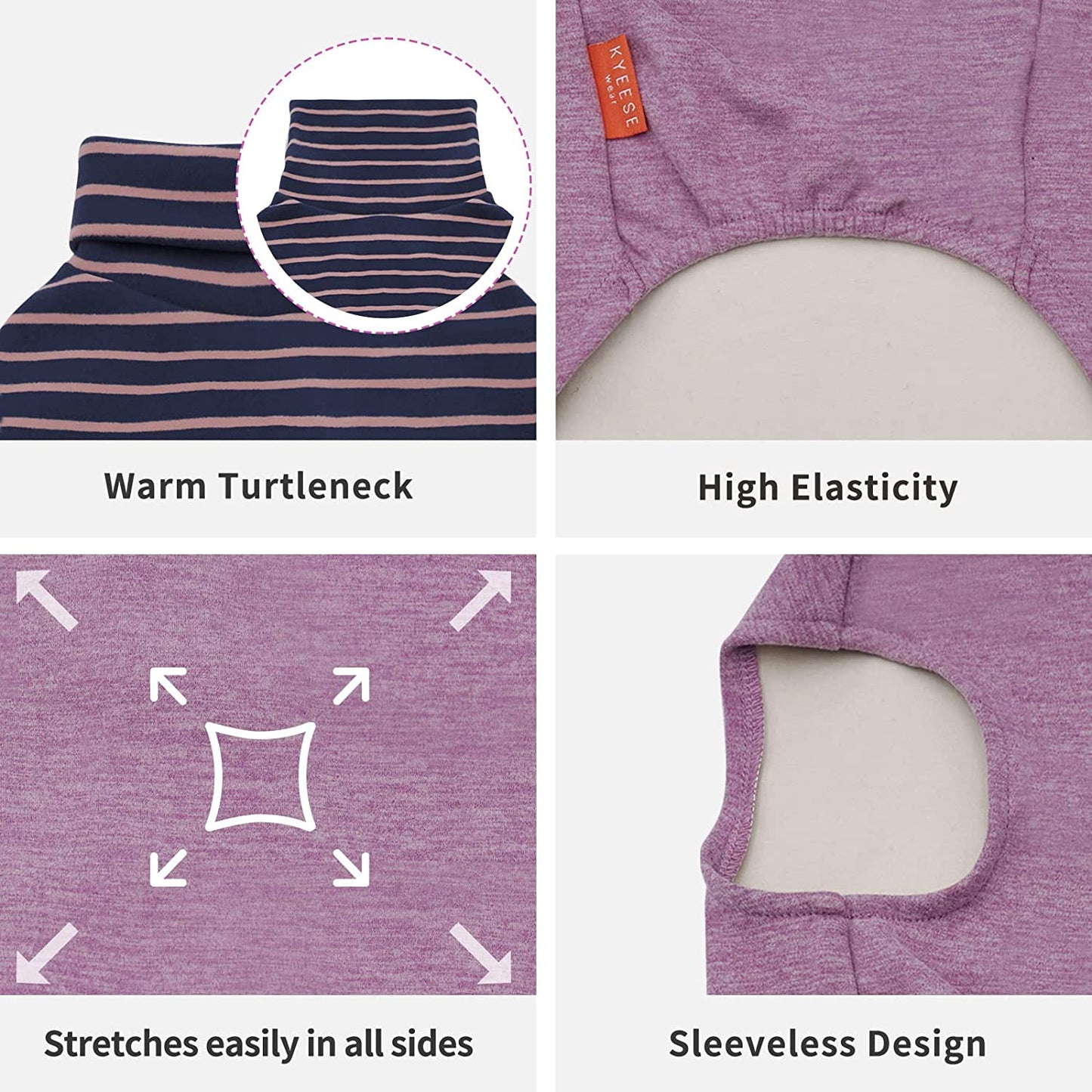 KYEESE 2Pack Dog Coat Turtleneck Stretchy Dog Sweater Super Soft Dog Cold Weather Coat for Small Dogs Puppy in Sleeveless Design, Purple,S Animals & Pet Supplies > Pet Supplies > Dog Supplies > Dog Apparel kyeese   