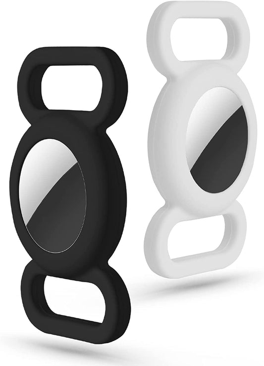 Air Tag Dog Collar Holder(2 Pack), Protective Silicone Pet Collar Case for Apple Airtag 2021, Anti-Lost Air Tag Case Holder Compatible with Cat Dog Collars Charms & Pets Accessories Electronics > GPS Accessories > GPS Cases typecase Black/White  