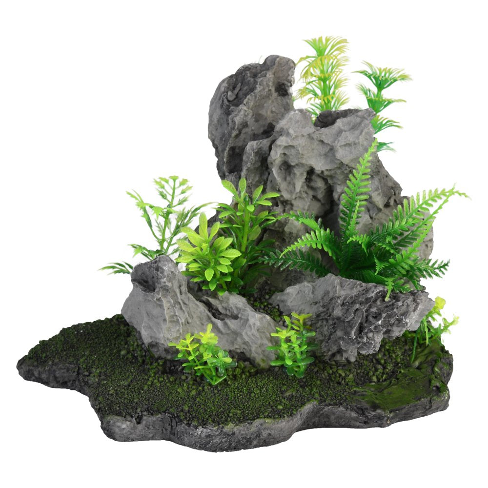 Penn Plax Grey and Green Rock Aquascape for Aquarium Decoration Animals & Pet Supplies > Pet Supplies > Fish Supplies > Aquarium Decor PENNPLAX   