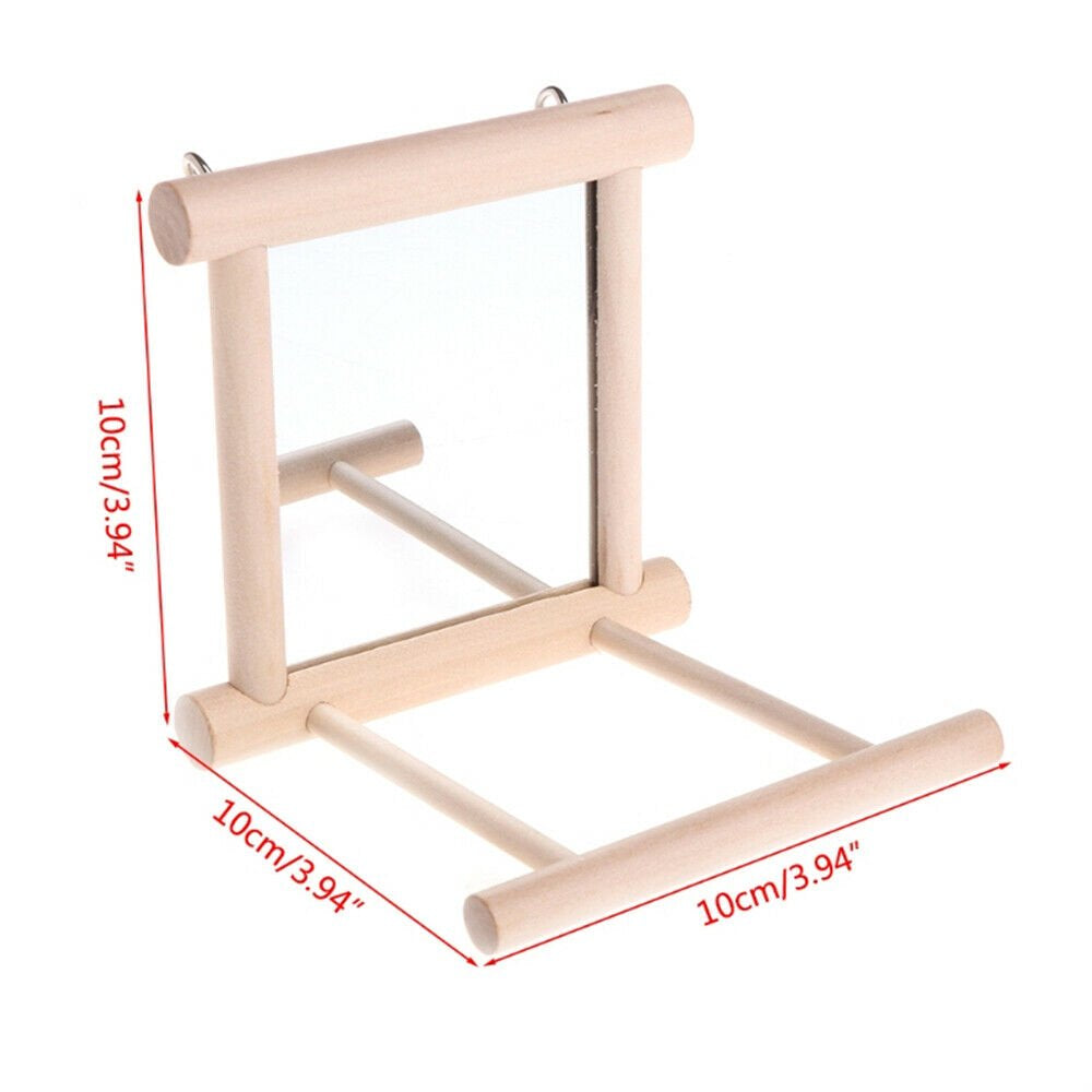 Parrot Swing Toy Wooden Bird Cage Mirror Chewing Toys Pet Bird Stand Supplies for Parrots Parakeets Cockatiels Conures Finches Budgie Parrots Love Birds Australian Parrot Small Birds Animals & Pet Supplies > Pet Supplies > Bird Supplies > Bird Toys CABINA HOME   