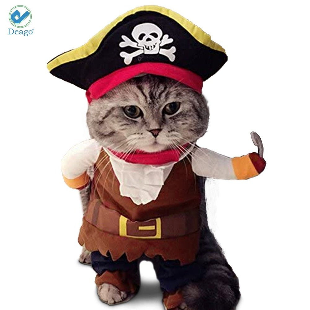 Deago Funny Pet Clothes Pirate Dog Cat Halloween Costume Suit Corsair Dressing up Party Apparel Clothing for Cat Dog plus Hat Animals & Pet Supplies > Pet Supplies > Cat Supplies > Cat Apparel Deago M  
