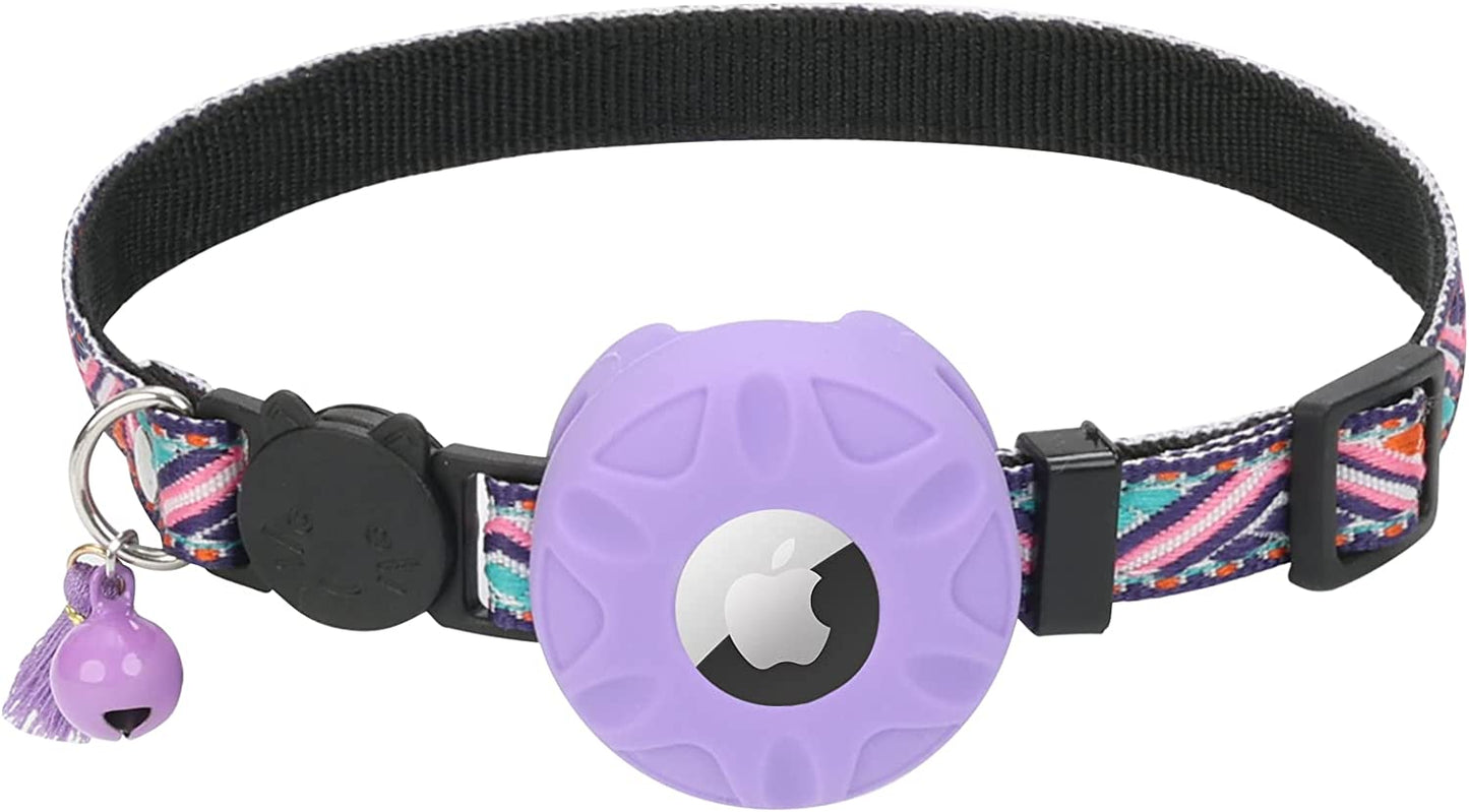 Airtag Cat Collar,Daboqed Kitten Collar Adjustable Breakaway Collar with Safety Buckle and Silicone Airtag Holder Case Compatible with Airtag Pet Collar for Female Girl Cats Male Boy Cats(Mint Green) Electronics > GPS Accessories > GPS Cases DaboQed Purple  