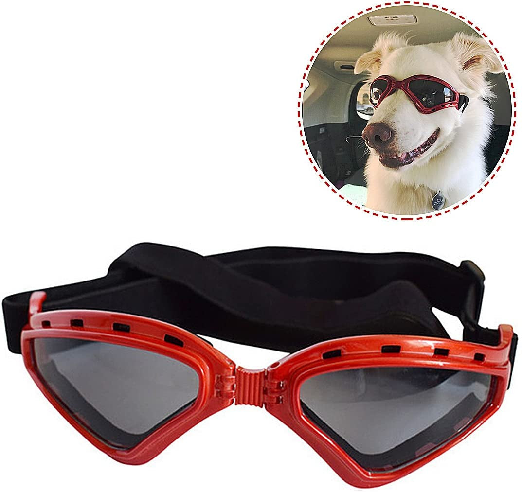 PETLESO Large Dog Goggles, Eye Protection Pet Goggles Sunglasses for Medium Large Dogs- Red Animals & Pet Supplies > Pet Supplies > Dog Supplies > Dog Apparel PETLESO   