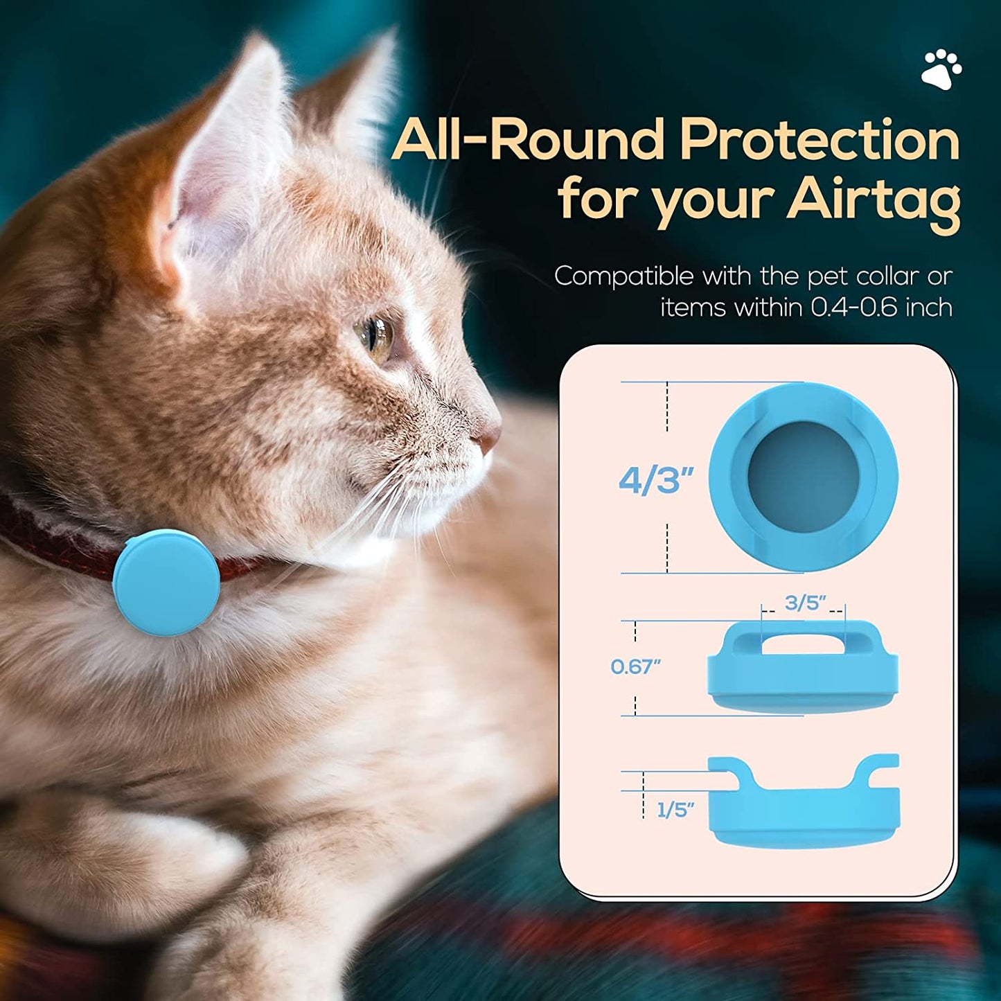 Air Tag Cat Collar Holder(2 Pack), Silicone Air Tag Cat Collar & Small Animal Collar Holder within 0.6 Inch, Anti-Lost Air Tag Dog Case Cover Fit with Pet Collar & Accessories- Glow Blue & Green