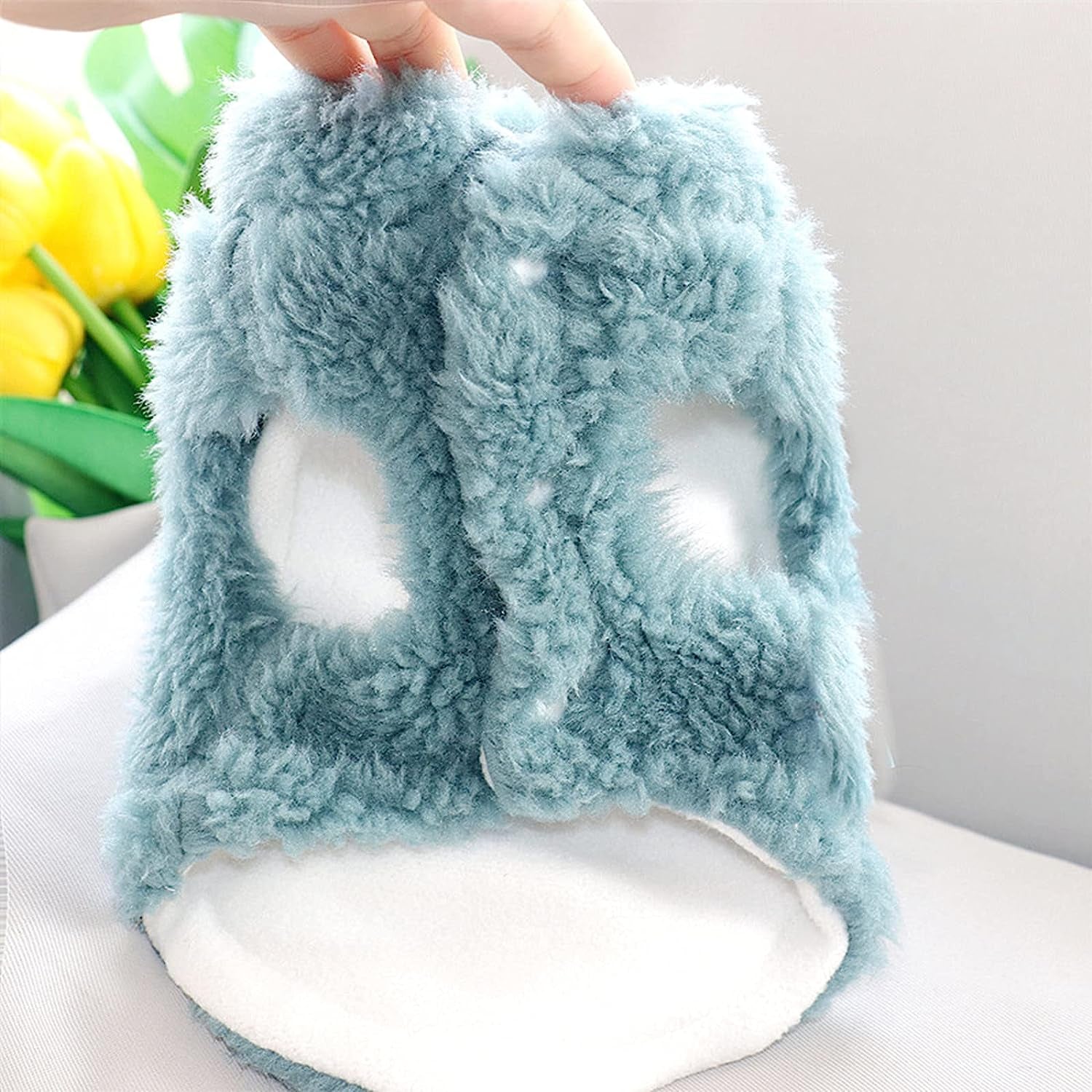 Loyanyy Plush Dog Coat Cute Bear Dog Cat Clothe Soft Warm Pet Vest Puppy Kitten Winter Sweater Fleece Dog Apparel for Cold Weather Blue Small Animals & Pet Supplies > Pet Supplies > Dog Supplies > Dog Apparel Loyanyy   