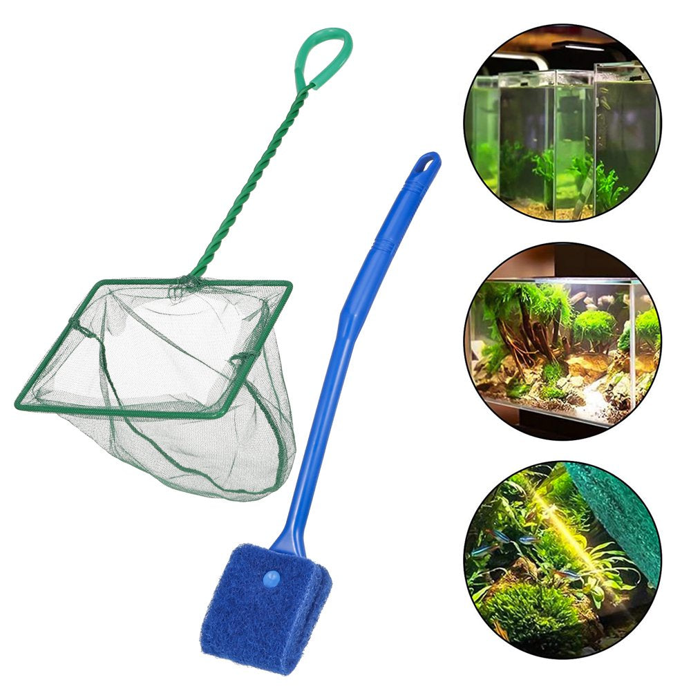 HEQUSIGNS 2Pcs Aquarium Fish Tank Fishing Net and Cleaning Brush for Cleaning Tanks as Aquarium Accessories Animals & Pet Supplies > Pet Supplies > Fish Supplies > Aquarium Cleaning Supplies HEQUSIGNS   