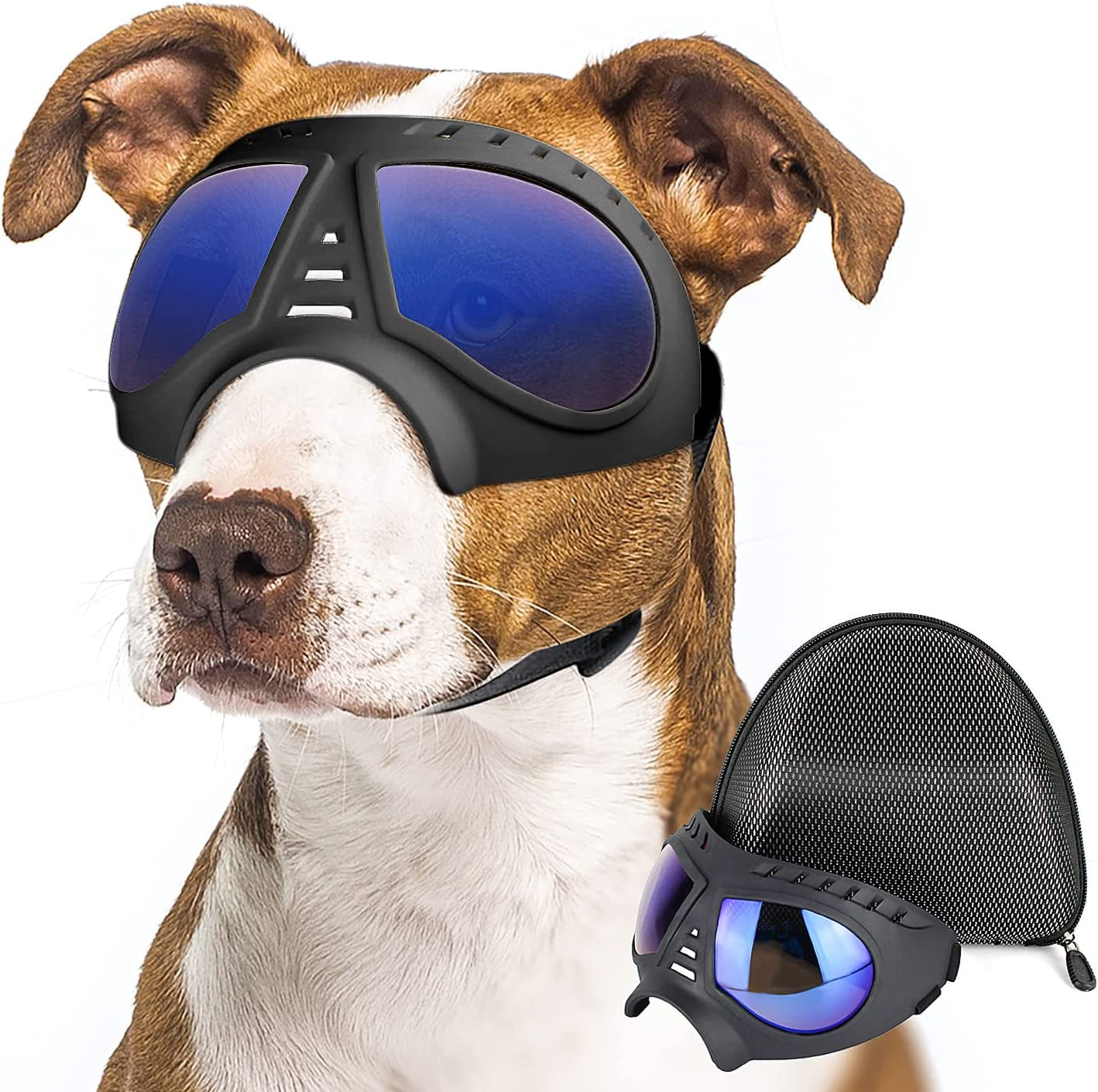 ENJOYING Small Dog Goggles Anti-Uv Doggy Sunglasses Soft Pet Motorcycle Eyewear Fog-Proof Windproof Shatterproof Dog Glasses for Small-Medium Dogs, Blue Animals & Pet Supplies > Pet Supplies > Dog Supplies > Dog Apparel Enjoying Blue Large 