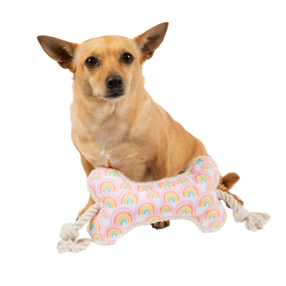 Vibrant Life Rainbow Bone with Rope Dog Toy Animals & Pet Supplies > Pet Supplies > Dog Supplies > Dog Toys Mission Pets   