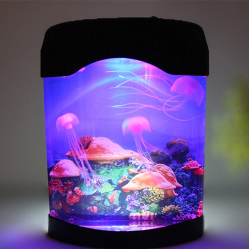 Aquarium Night Light Lamp LED Light Artificial Seajelly Tank Swimming Mood Lamp for Home Desk Decor