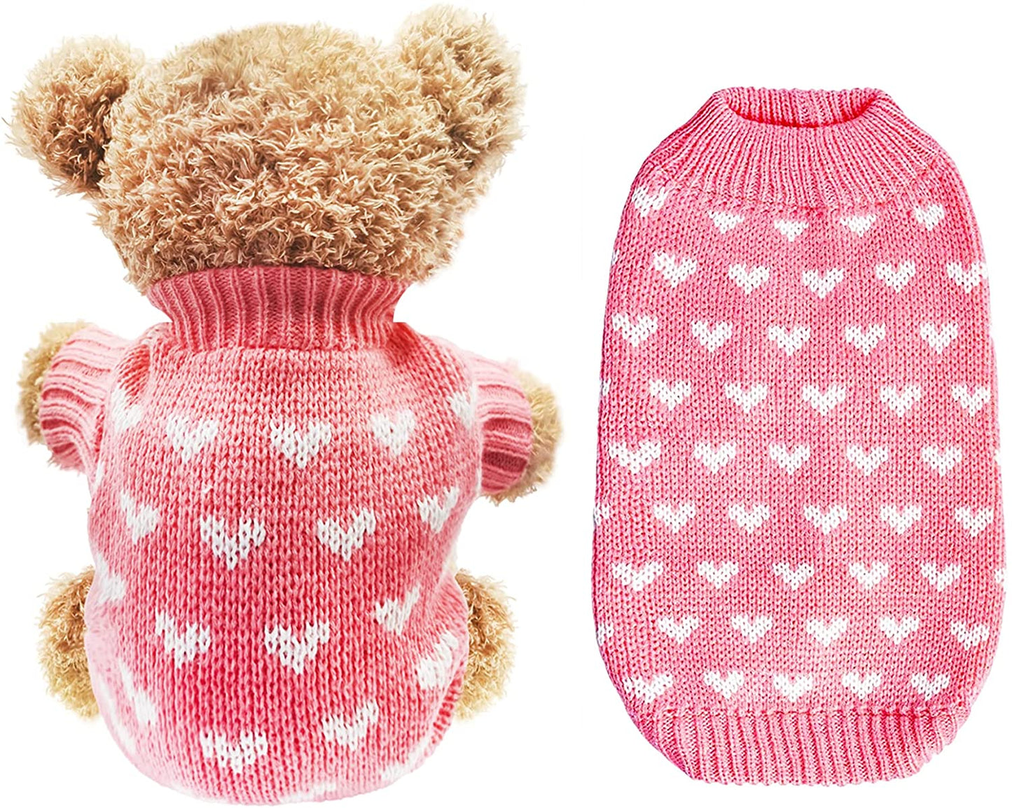 1 Piece of Pink Dog Knitted Sweater Dog Heart Sweater Warm Pet Dog Clothes Winter Doggie Outfits for Small Puppy Cat Pets (Medium) Animals & Pet Supplies > Pet Supplies > Dog Supplies > Dog Apparel Generic Large  