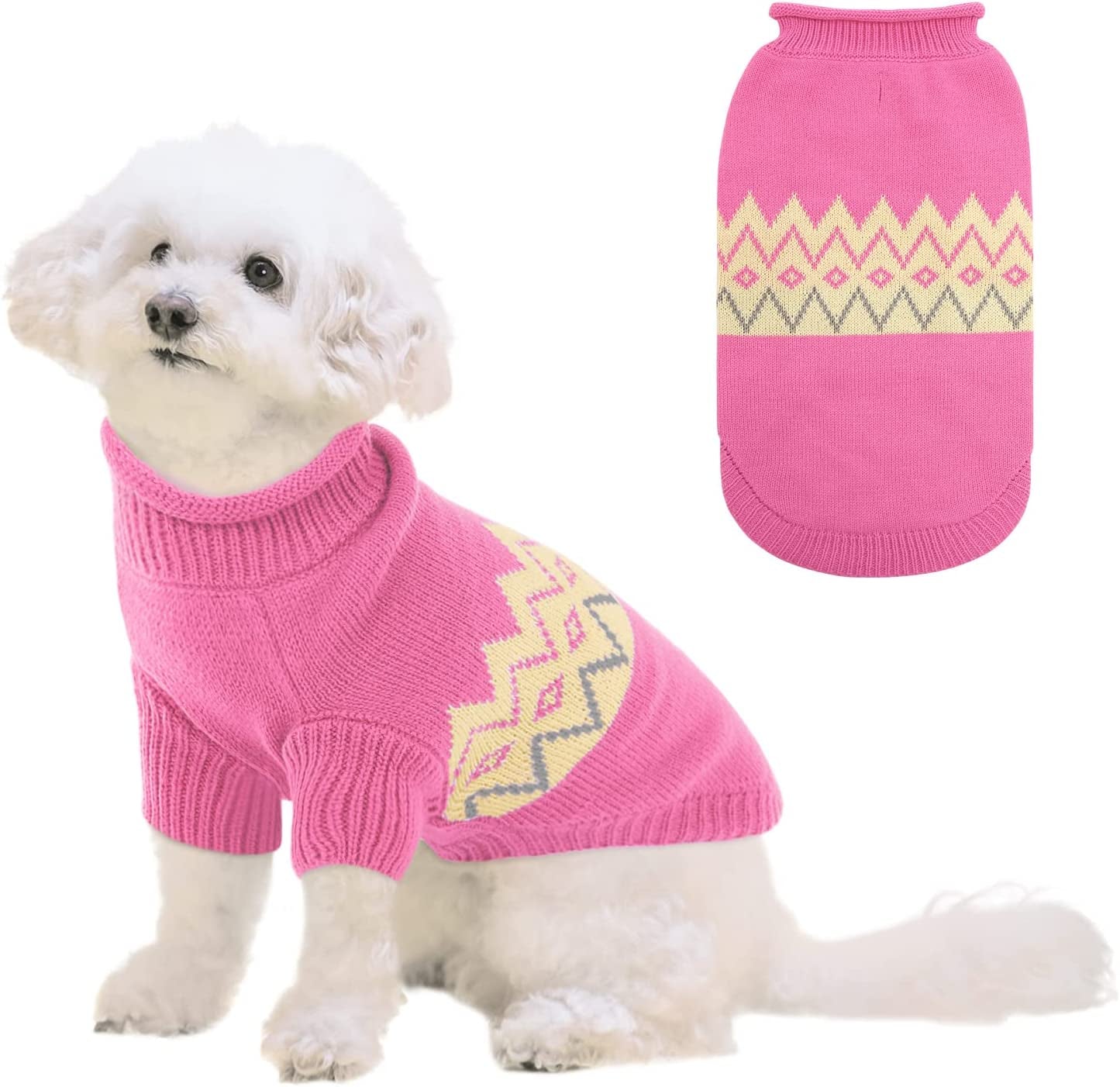 Queenmore Warm Dog Sweater, Soft Pet Knitwear, Knitted Pullover, Vlentines Day Gifts Winter Pet Clothes for Small Medium Dogs Cats Animals & Pet Supplies > Pet Supplies > Dog Supplies > Dog Apparel Queenmore Pink Small 