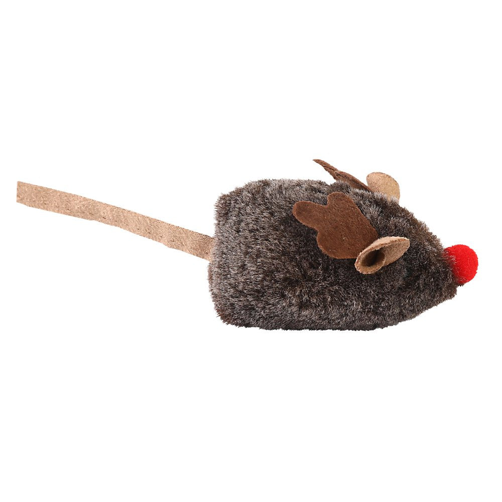 Pet Zone Holiday Stocking Stuffer Mouse Plush Catnip Filled Cat Toys for Cats and Kittens