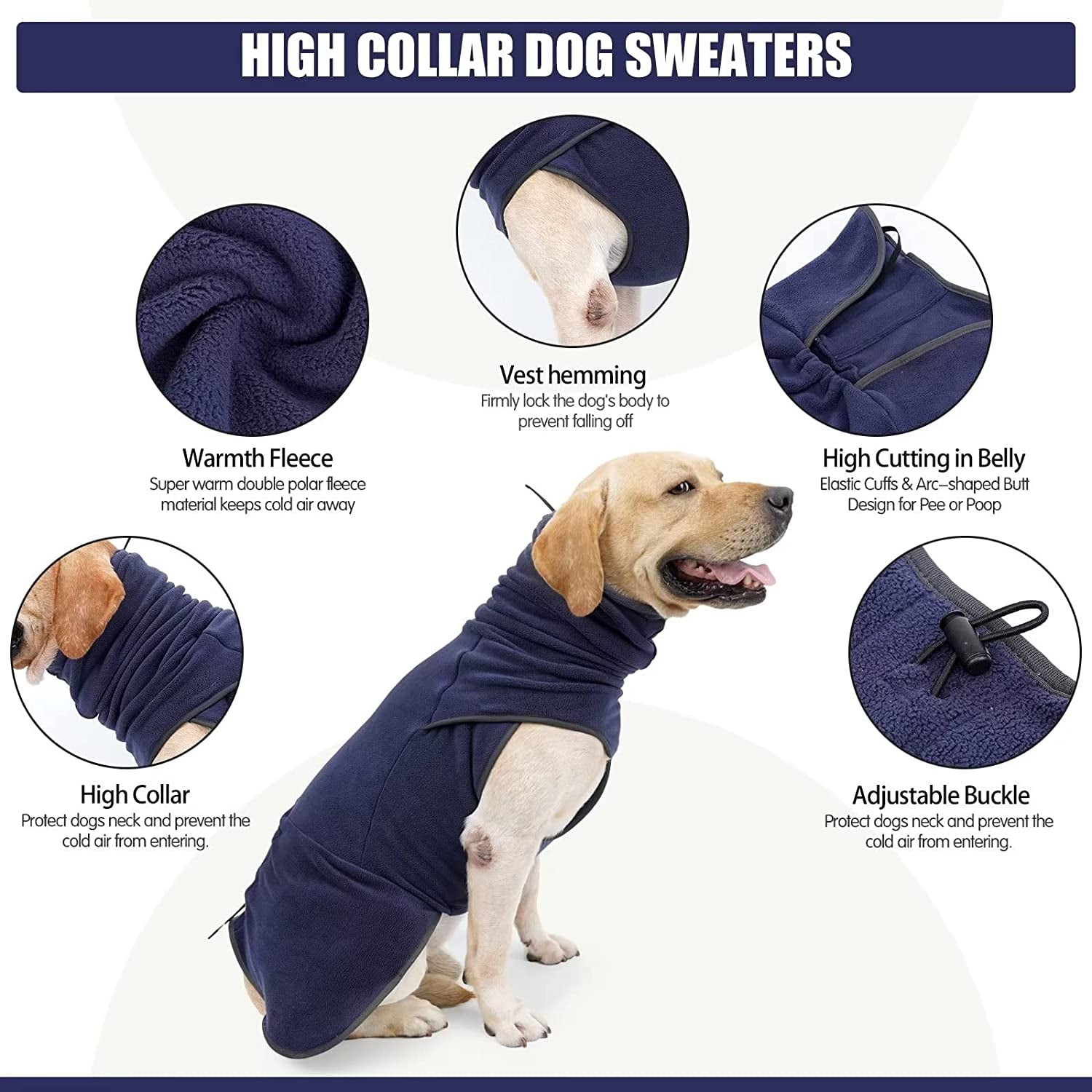 HEYWEAN Dog Fleece Sweater Soft Thickening Warm Pet Shirt Winter Dog Coat Pullover Design and Sleeveless Cloth for Puppy (Blue, S) Animals & Pet Supplies > Pet Supplies > Dog Supplies > Dog Apparel HEYWEAN   