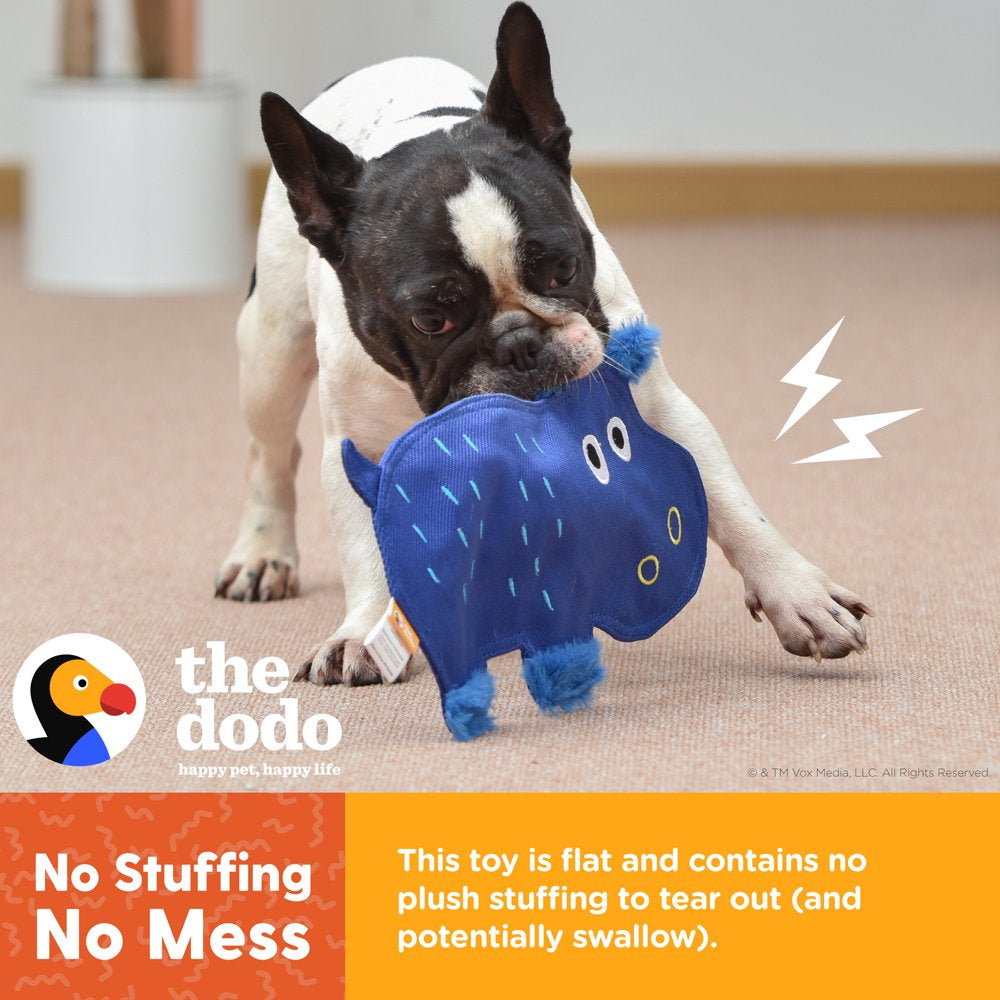 The Dodo Stuffingless Hippo Dog Crinkle Chew Toy, Blue, Durable Ballistic Nylon Dog Toy Animals & Pet Supplies > Pet Supplies > Dog Supplies > Dog Toys Fetch for Pets   