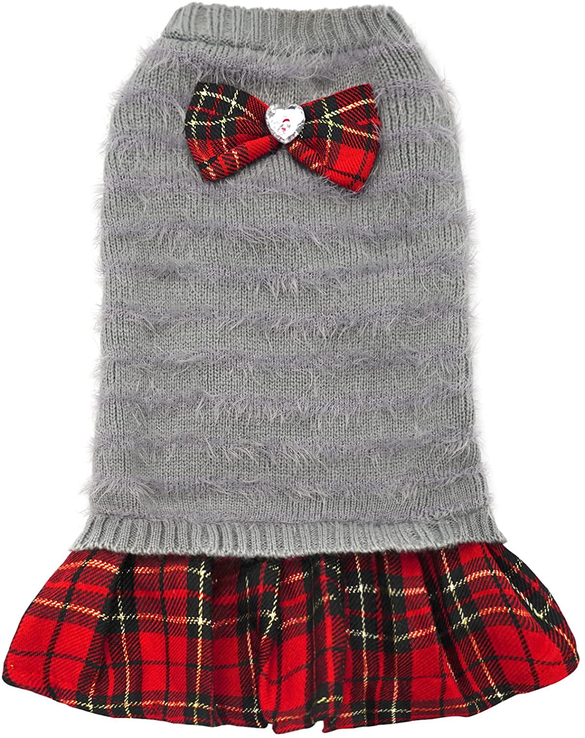 KYEESE Dog Sweaters Dress Turtleneck Medium Dog Sweaters with Bowtie Knit Pullover Warm Dog Clothes, Grey, XXL Animals & Pet Supplies > Pet Supplies > Dog Supplies > Dog Apparel kyeese Grey XS (3-6lbs) 