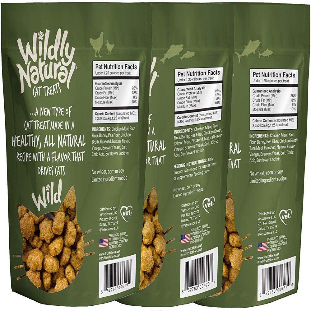 Fruitables Wildly Natural Cat Treat Variety Pack with Chicken, Tuna and Salmon, 2.5 Ounce Bags Animals & Pet Supplies > Pet Supplies > Cat Supplies > Cat Treats Fruitables   