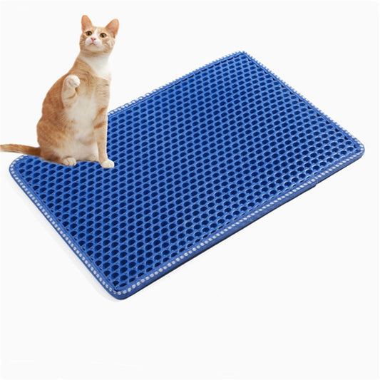 Casewin Cat Litter Mat, Litter Box Mat, Honeycomb Double Layer Trapping Litter Mat Design,Waterproof Urine Proof Kitty Litter Mat, Easy Clean Scatter Control (14" X 21", 1Pack Blue) Animals & Pet Supplies > Pet Supplies > Cat Supplies > Cat Litter Box Mats Casewin   