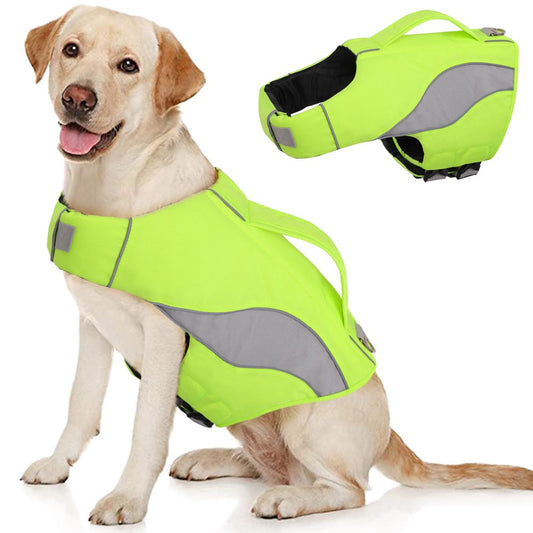 ASENKU Dog Life Jackets，Reflective & Adjustable Preserver Vest with Enhanced Buoyancy & Rescue Handle for Swimming，Summer Animals & Pet Supplies > Pet Supplies > Dog Supplies > Dog Apparel ASENKU M  