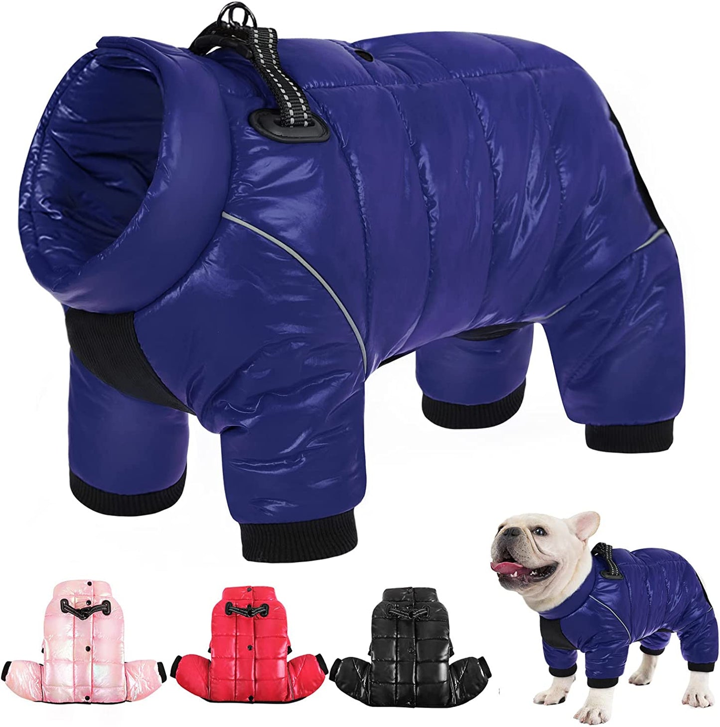 AOFITEE Dog Coat, Waterproof Dog Jacket for Winter, Warm Fullbody Dog Snowsuit, Zip up Fleece Dog Vest, Cold Weather Dog Coats with Reflective Stripes, Outdoor Windproof Dog Apparel for Small Dogs Animals & Pet Supplies > Pet Supplies > Dog Supplies > Dog Apparel AOFITEE Blue Chest: 16.9"-18.9", Back Length: 13" 