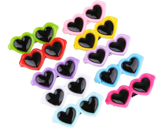 Winnereco Pet Sunglasses Hairpin, Pet Dog Bows Hair Clips Set Lovely Heart Sunglasses Hair Clips Accessories,10Pcs Animals & Pet Supplies > Pet Supplies > Dog Supplies > Dog Apparel WinnerEco   