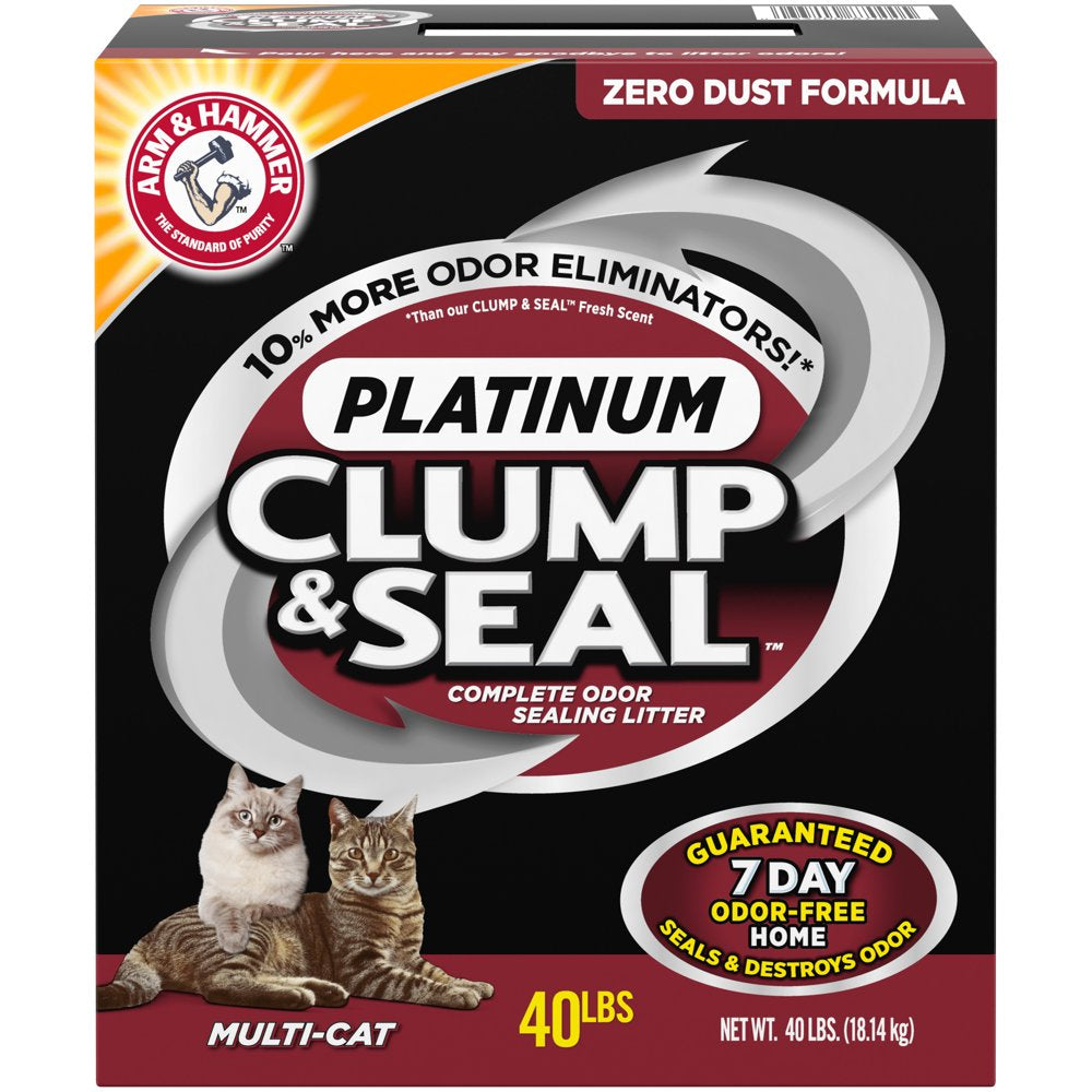 ARM & HAMMER Clump & Seal Platinum Cat Litter, Multi-Cat, 40 Lb Animals & Pet Supplies > Pet Supplies > Cat Supplies > Cat Litter Church & Dwight Co., Inc.   