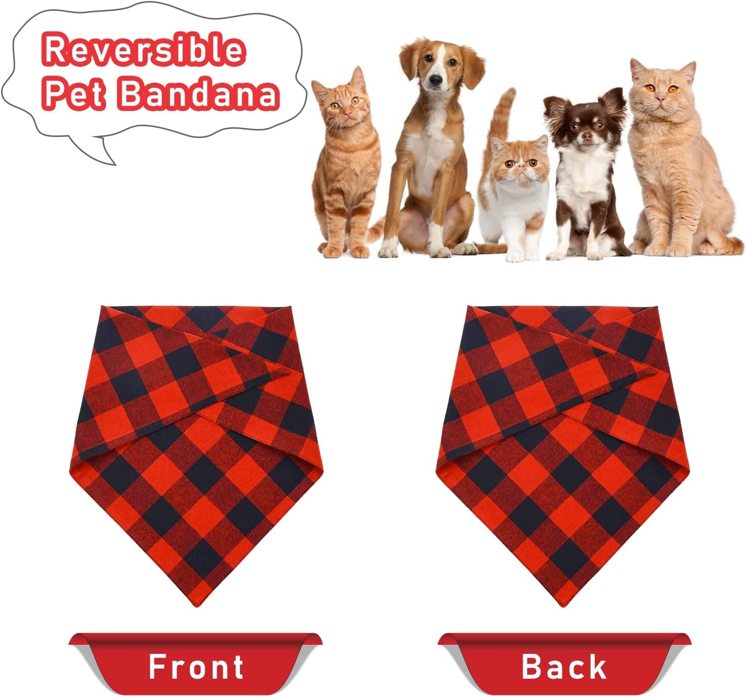 Malier 2 Pack Dog Christmas Bandanas, Classic Buffalo Red Plaid Pet Bandana Scarf Triangle Bibs Kerchief Pet Costume Outfit Accessories for Small Medium Large and Extra Large Dogs Cats Pets (Large) Animals & Pet Supplies > Pet Supplies > Dog Supplies > Dog Apparel Malier   