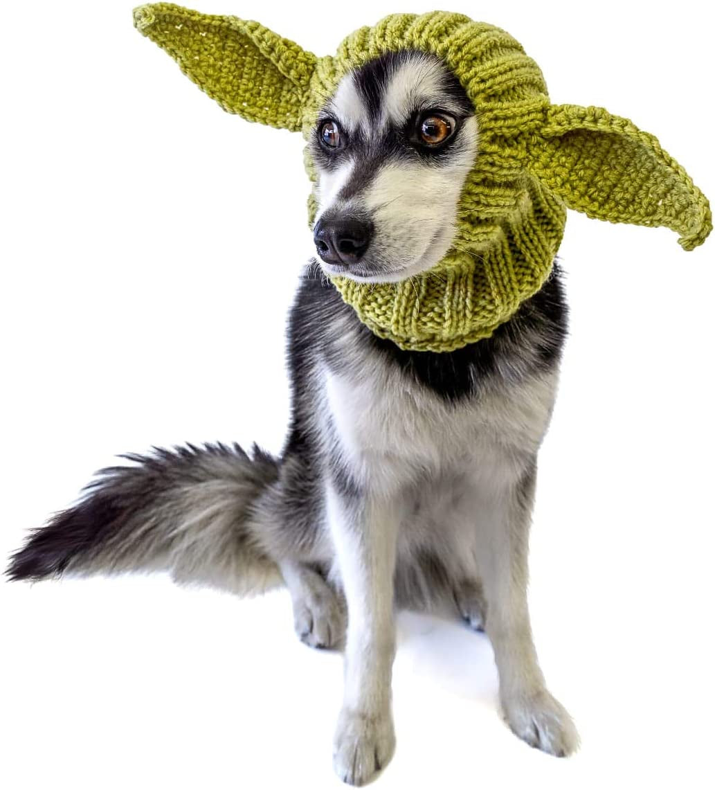 Zoo Snoods Baby Yoda Costume for Dogs & Cats - Small, Warm No Flap Ear Wrap Hood for Pets, Star Wars Dog Costume for Winters, Halloween, Christmas & New Year, Soft Yarn Alien Ear Covers Animals & Pet Supplies > Pet Supplies > Dog Supplies > Dog Apparel Zoo Snoods Medium  