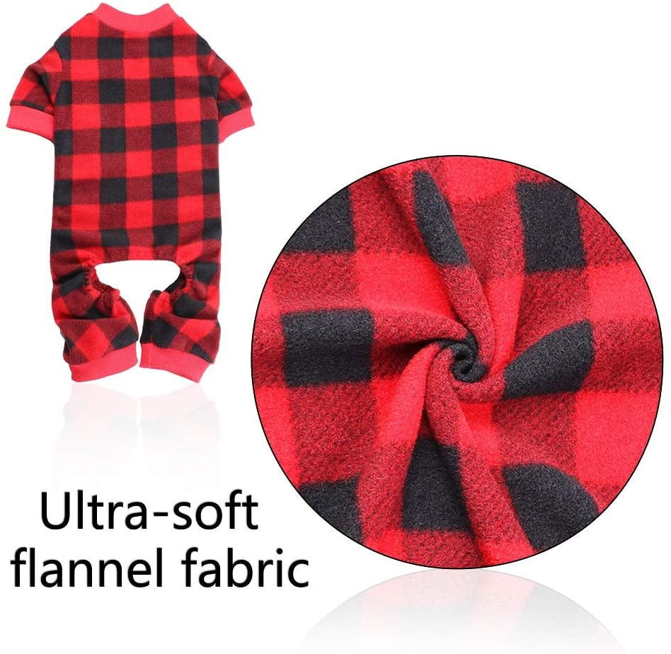 Red Plaid Dog Pajamas Soft Flannel Pjs for Dog Pet Clothes Warm and Cozy (S) Animals & Pet Supplies > Pet Supplies > Dog Supplies > Dog Apparel Mtliepte   