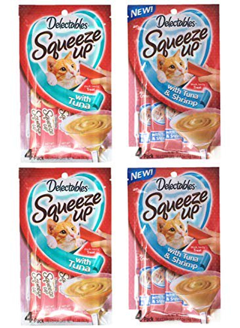 Delectables Hartz Squeeze up Cat Treats Variety 4 Pouch Bundle of 2 Flavors; 2 Pouches of Each Flavor (2.0 Oz Each) (Tuna, Tuna & Shrimp) Animals & Pet Supplies > Pet Supplies > Cat Supplies > Cat Treats Delectables   