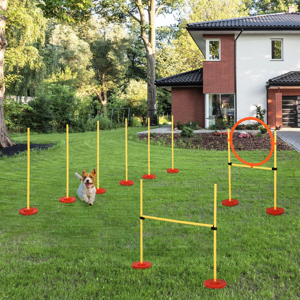 Pawhut 3Pc Portable Dog Obstacle Course Backyard Agility Set W/ Adjustable Poles Animals & Pet Supplies > Pet Supplies > Dog Supplies > Dog Treadmills Aosom LLC   