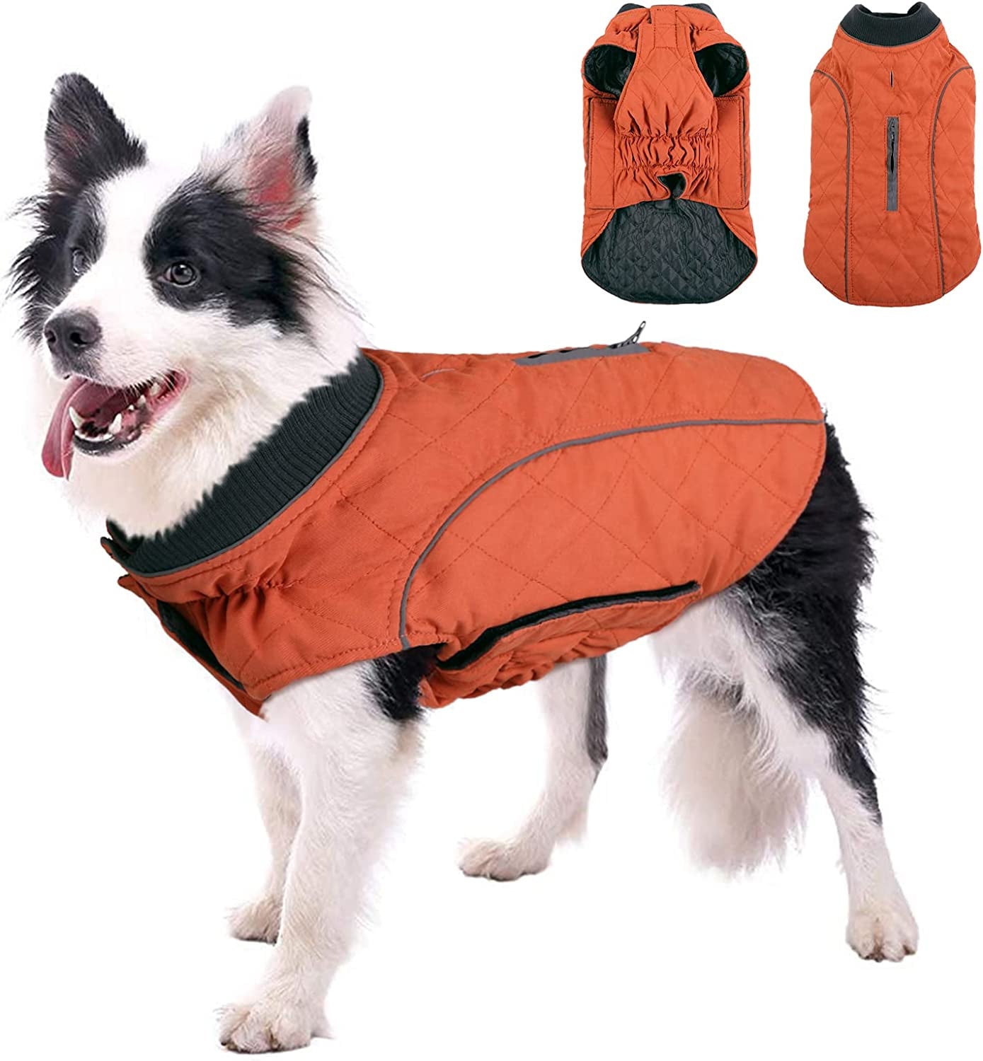 MIGOHI Medium Dog Jacket for Winter, Windproof Cold Weather Coat Cozy Vest for Small Medium Large Dogs, Warm Dog Winter Jackets Comfortable Dog Apparel with Reflective Trims, Orange M Animals & Pet Supplies > Pet Supplies > Dog Supplies > Dog Apparel MIGOHI Orange Small 