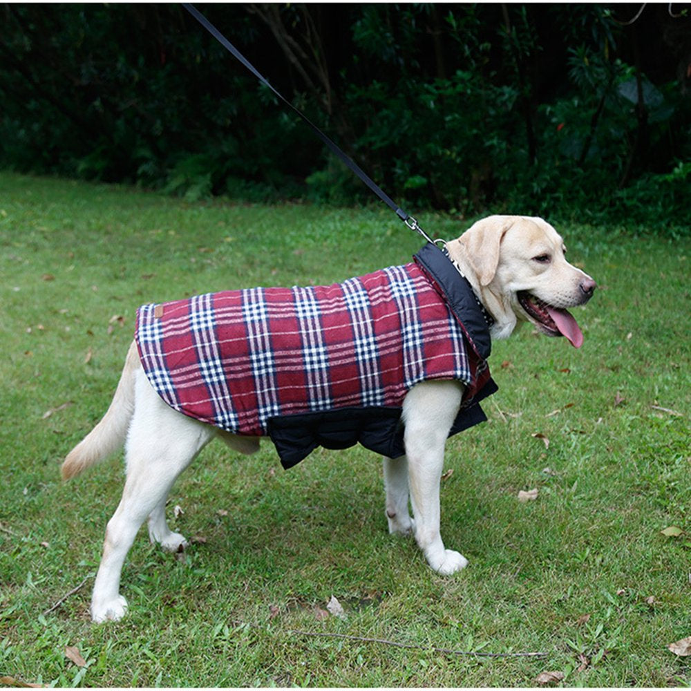 Dog Warm Coat Waterproof Windproof Reversible British Style Plaid Dog Vest Winter Coat Warm Dog Apparel for Cold Weather Dog Jacket for Small Medium Dogs with Furry Collar(M)