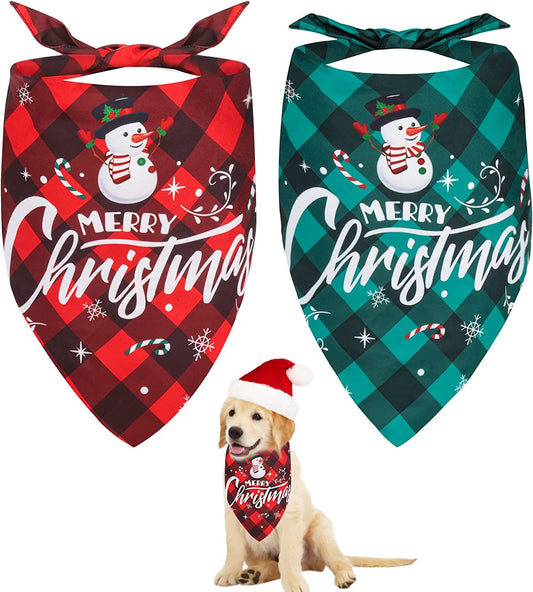 GUOYIHUA Christmas Dog Bandanas, Christmas Dog Bandana Classic Plaid Pet Scarf, Double-Layer Triangle Bibs Kerchief Merry Christmas Pet Bandana for Small Medium Large Dogs Cats Pets (Polyester, 2PCS) Animals & Pet Supplies > Pet Supplies > Dog Supplies > Dog Apparel GUOYIHUA Polyester 2PCS 