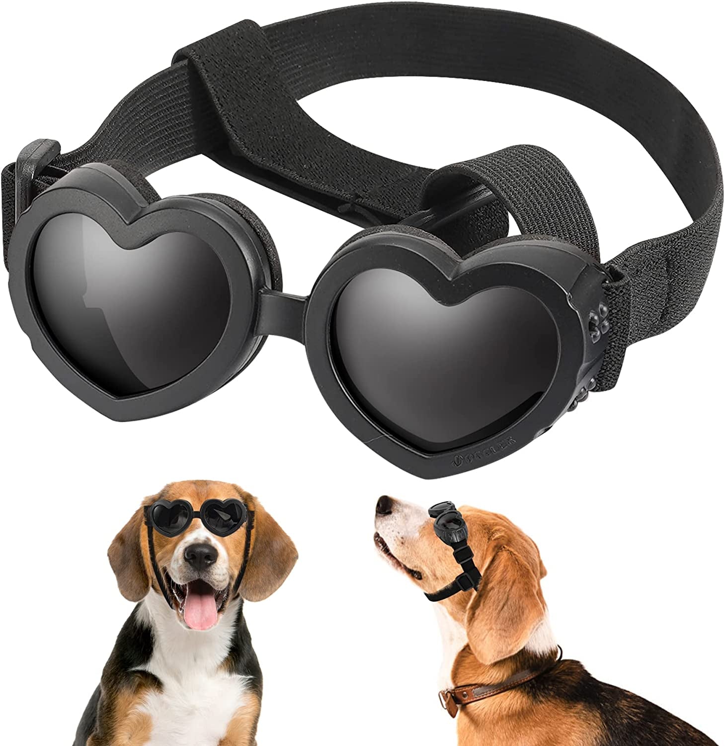 APOSU Dog Sunglasses Small Breed Goggles UV Protection with Adjustable Strap Doggy Heart Shape Anti-Fog Sunglasses Eye Wear Protection for Puppy Sun Glasses Doggie Windproof Glasses (Pink) Animals & Pet Supplies > Pet Supplies > Dog Supplies > Dog Apparel APOSU Black  