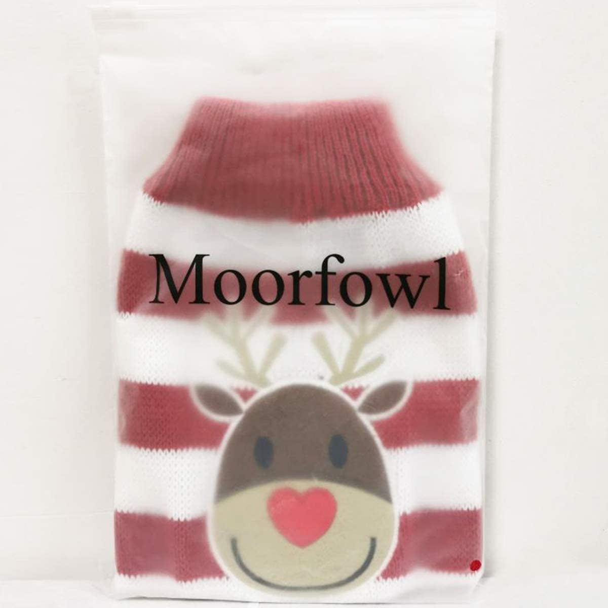 Moorfowl Cute Reindeer Pet Dog Christmas Knitted Sweater Puppy Cat Winter Sweatshirt Clothes Warm Knitwear Hoodies Red & White XXL Animals & Pet Supplies > Pet Supplies > Dog Supplies > Dog Apparel Moolecole   