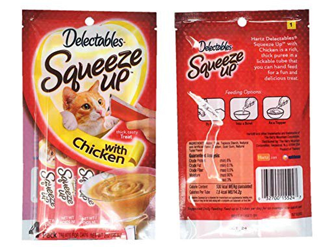 Delectables Squeeze up Hartz Cat Treats Bundle of 4 Flavor Pouches, 2.0 Oz Each (Chicken) Animals & Pet Supplies > Pet Supplies > Cat Supplies > Cat Treats Delectables   
