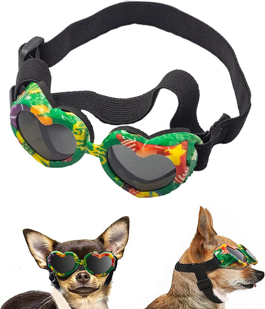 Dog Goggles, Christmas Small Dog Sunglasses, UV Protection Goggles with Adjustable Strap, Doggy Heart Shape Windproof Anti-Fog Pet Glasses for Puppy Eyes Wear Protective (Christmas-Green) Animals & Pet Supplies > Pet Supplies > Dog Supplies > Dog Apparel 8965232151 Christmas-Green  