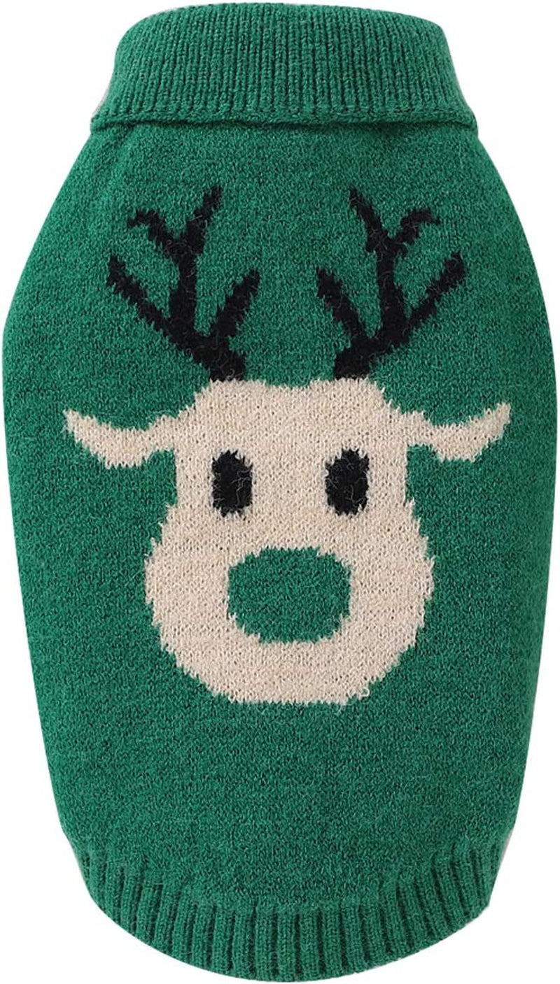 Dog Sweaters Pet Christmas Knitted Sweater Cartoon Reindeer Knitwear Pet Winter Warm Clothes for Dogs Puppy Kitten Cats Red L Animals & Pet Supplies > Pet Supplies > Dog Supplies > Dog Apparel Wallfire green L 