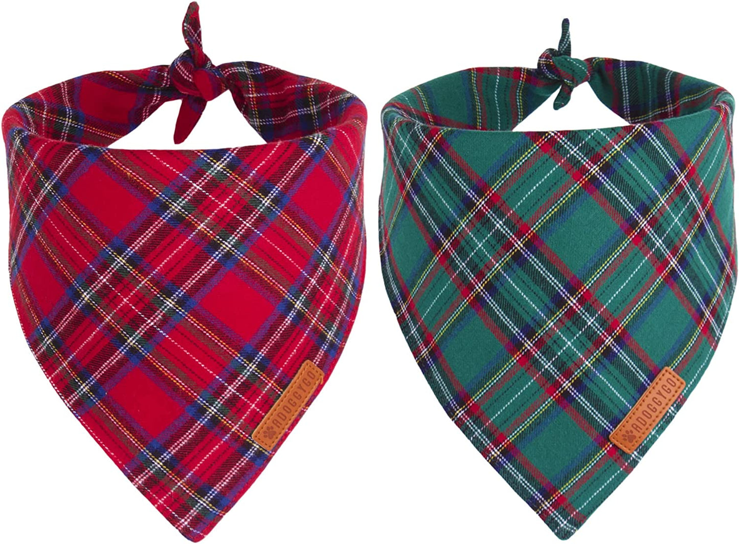 Adoggygo Christmas Dog Bandana 2 Pack, Stylish Plaid Dog Scarf, Premium Cotton Fabric, Multiple Sizes Offered, Christmas Bandanas for Medium Large Dogs Pets (Large) Animals & Pet Supplies > Pet Supplies > Dog Supplies > Dog Apparel ADOGGYGO X-Large  