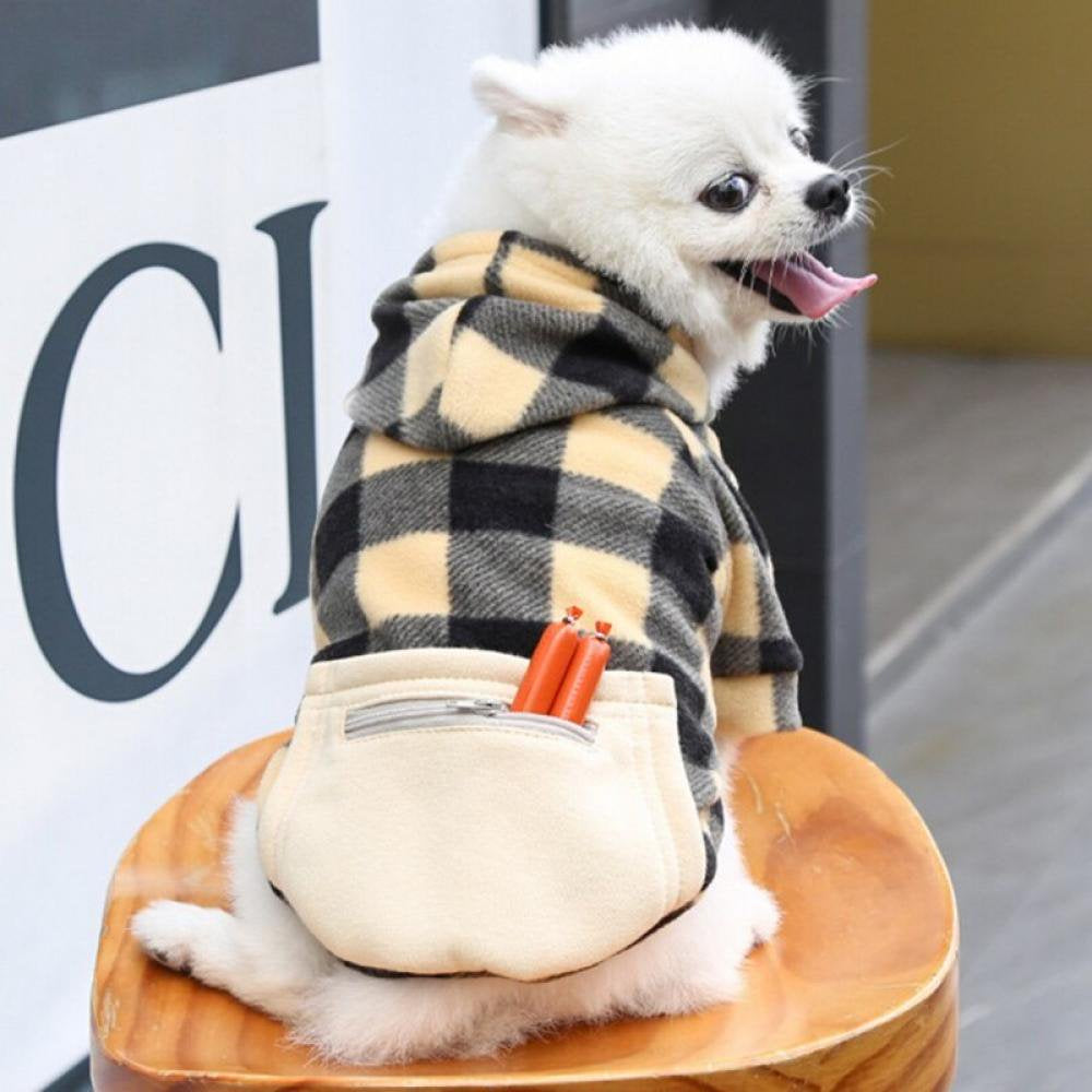 Promotion Clearance Cotton Dog Clothes Autumn Winter Warm Puppy Dog Hoodies Plaid Apparel Soft Hooded Coat for Small Medium Large Dogs Animals & Pet Supplies > Pet Supplies > Dog Supplies > Dog Apparel Elaydool   