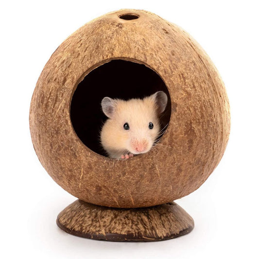 Meidiya Coconut Hut Hamster House Bed Small Animals Cage Accessories for Hamsters Hedgehogs Guinea Pigs Parrots Sugar Gliders Small Animal Cage Habitat Decor