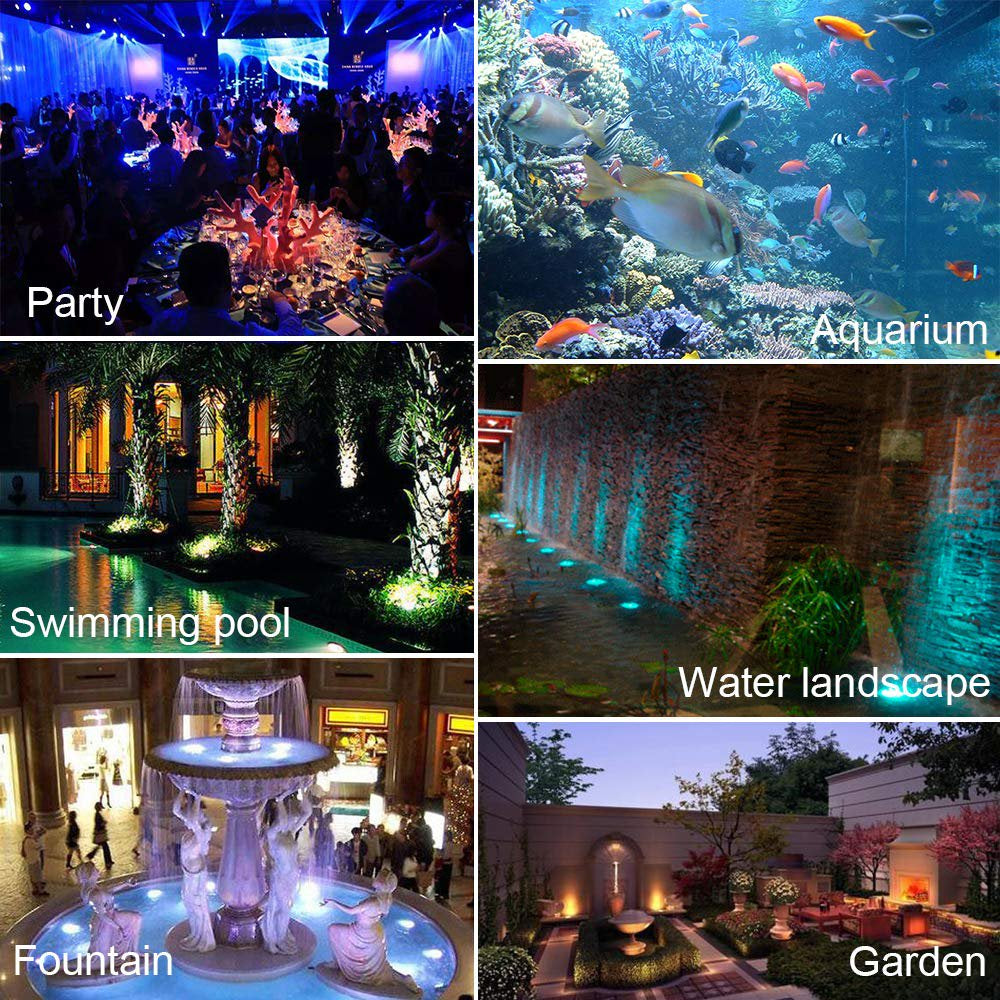 Rosnek IP68 RGB Aquarium Light Submersible Pond Spotlight LED Landscape Outdoor Lawn Light Underwater Decor Fountain Pool Aquarium Animals & Pet Supplies > Pet Supplies > Fish Supplies > Aquarium Lighting Rosnek   