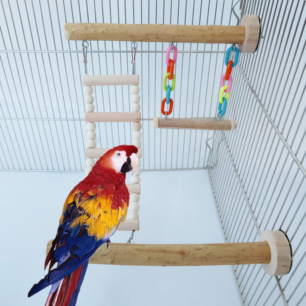 AOOOWER Wood Bird Perch Stand Toy Parrot Swing Climbing Ladder Birdcage Play Gyms Playground for Parakeet Cockatiel Lovebirds Animals & Pet Supplies > Pet Supplies > Bird Supplies > Bird Cages & Stands AOOOWER   