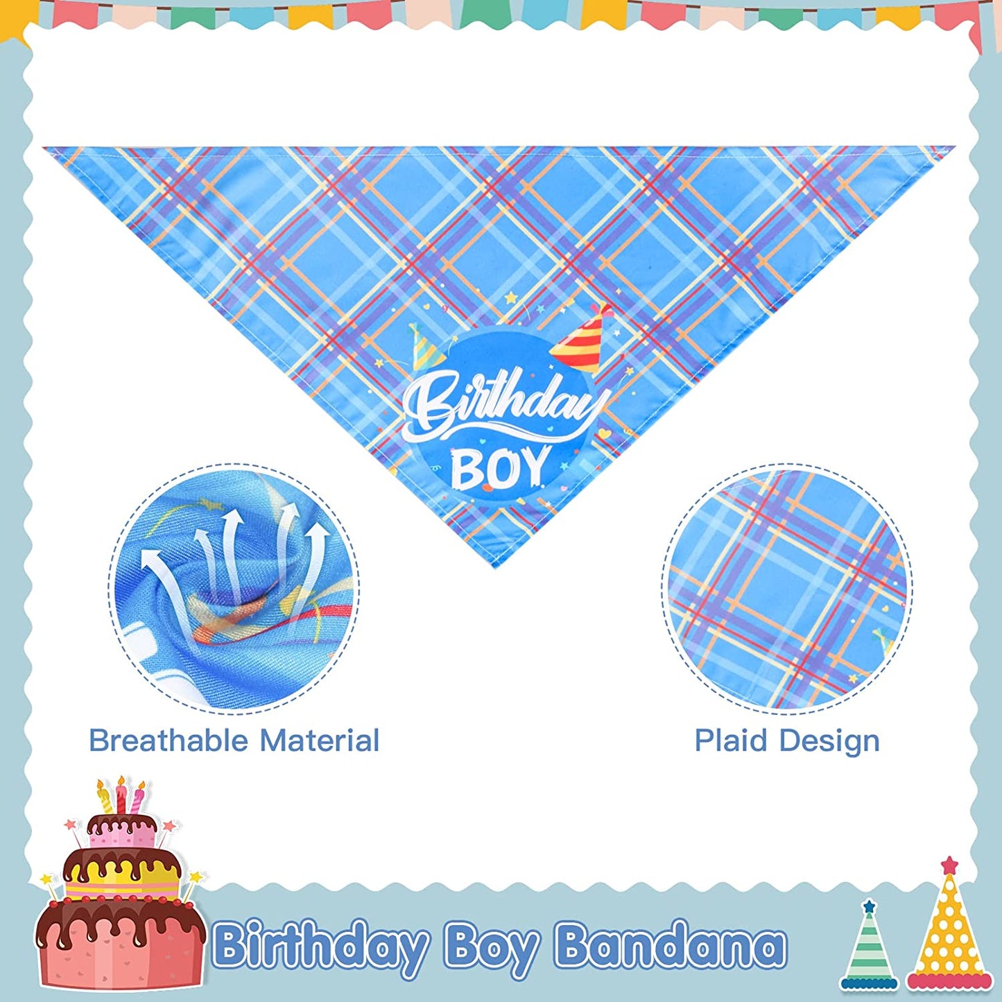 Dog Birthday Bandana Hat with Cake Plush Squeak Toy - Birthday Boy Triangle Scarf and Adjustable Polka Dot Hat, Cute Birthday Party Supplies for Small and Medium Dogs and Cats Animals & Pet Supplies > Pet Supplies > Dog Supplies > Dog Apparel Forwardog   