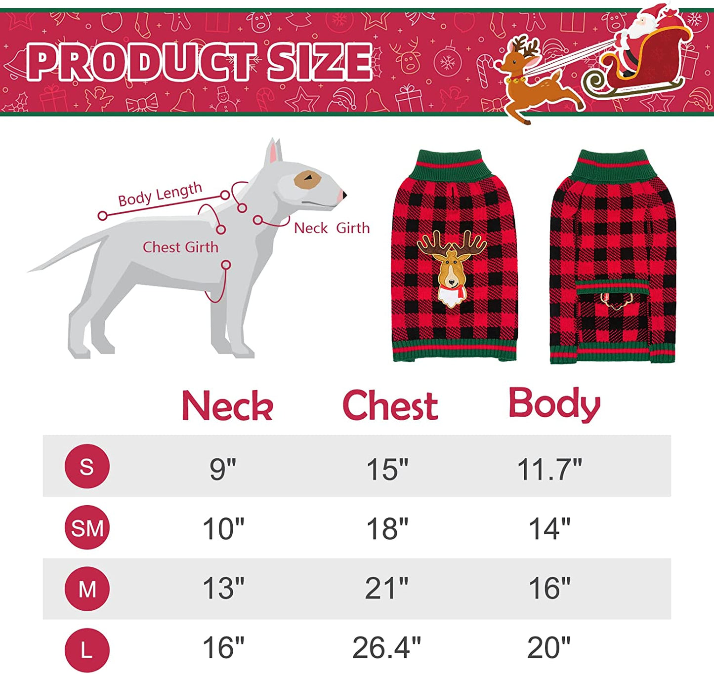 SCENEREAL Christmas Dog Sweater Lovely Warm Reindeer Shape Washable Dog Sweater Dog Appreal for Pet Winter Wearing Animals & Pet Supplies > Pet Supplies > Dog Supplies > Dog Apparel SCENEREAL   