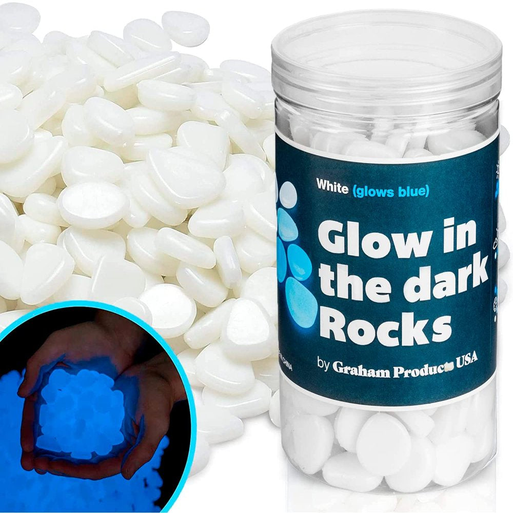 Graham Products Glow in the Dark Rocks 190PCS, Glowing Fish Tank Pebbles - Indoor/Outdoor Yard Décor; Garden/Aquarium/Planter/Walkway/Driveway, Multi